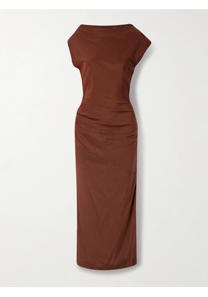 Proenza Schouler - Tasa Draped Crepe De Chine Midi Dress - Brown - US0,US2,US4,US6,US8,US10