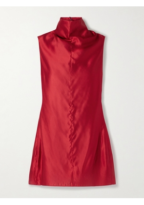 KHAITE - Daria Satin-crepe Turtleneck Mini Dress - Red - US0,US2,US4,US6,US8