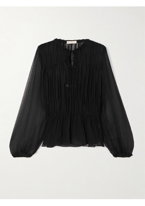 Ulla Johnson - Gathered Silk-crepon Blouse - Black - US00,US0,US2,US4,US6,US8,US10,US12
