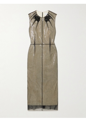 Erdem - Layered Embellished Sequined Tulle Midi Dress - Cream - UK 6,UK 8,UK 10,UK 12,UK 14,UK 16