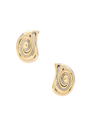 Luv AJ Two-tone Coquille Studs in Metallic Gold.