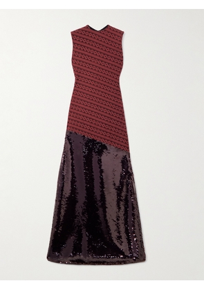 Dima Ayad - Sequined Lace Gown - Burgundy - XS,S,M,L,XL,XXL,XXXL