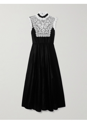 Rodarte - Lace-trimmed Velvet Midi Dress - Black - US4,US6,US8
