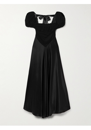 Rodarte - Tie-detailed Velvet And Silk-satin Gown - Black - US0,US2,US4,US6,US8