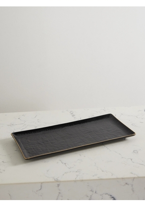 L'Objet - Gold-plated Croc-effect Porcelain Tray - Black - One size