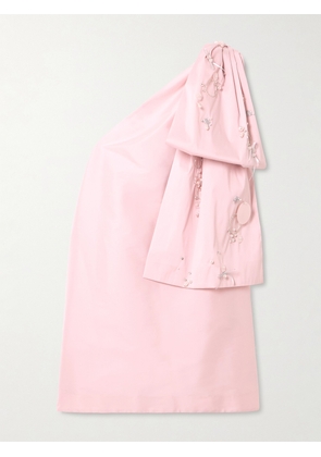 BERNADETTE - Winnie One-shoulder Bow-detailed Embellished Taffeta Mini Dress - Pink - FR 34,FR 36,FR 38,FR 40,FR 42,FR 44
