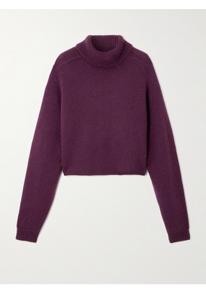 LISA YANG - Cathie Cropped Cashmere Turtleneck Sweater - Burgundy - 01,2