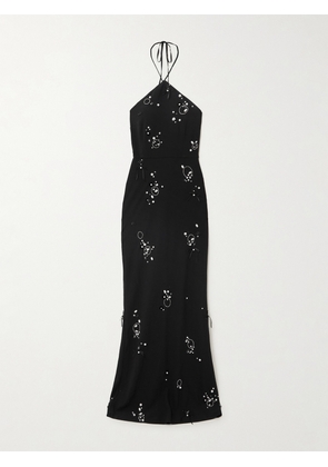 BERNADETTE - Jolene Embellished Stretch-crepe Halterneck Gown - Black - FR 34,FR 36,FR 38,FR 40,FR 42,FR 44,FR 46