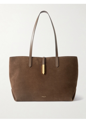 DeMellier - Tokyo Leather-trimmed Suede Tote - Brown - One size
