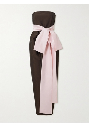 BERNADETTE - Lina Strapless Bow-embellished Taffeta Gown - Brown - FR 34,FR 36,FR 38,FR 40,FR 42,FR 44,FR 46