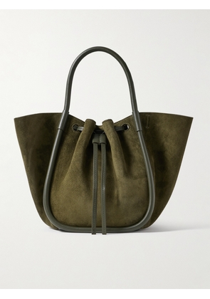 Proenza Schouler - Small Leather-trimmed Ruched Suede Tote - Green - One size