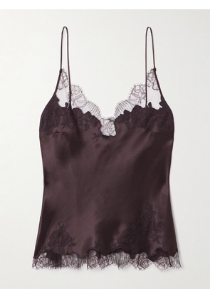 Carine Gilson - Lace-trimmed Silk-satin Camisole - Brown - x small,small,medium,large,x large