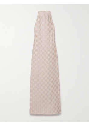 Dima Ayad - Plissé-satin Maxi Dress - Ivory - x small,small,medium,large,x large