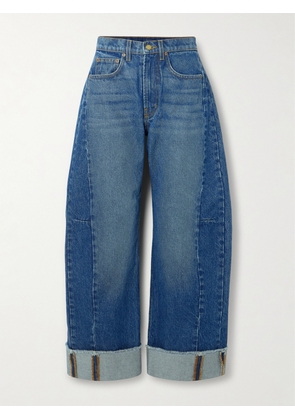 B SIDES - Relaxed Lasso Frayed Mid-rise Barrel-leg Jeans - Blue - 24,25,26,27,28,29,30,31,32
