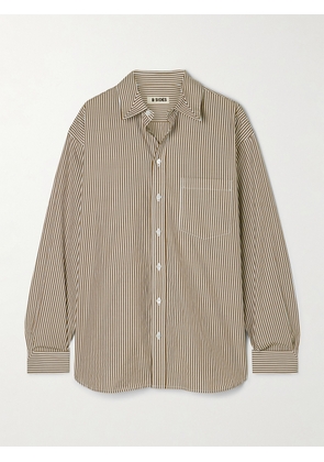 B SIDES - Nolan Striped Cotton-poplin Shirt - Brown - x small,small,medium,large