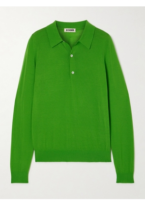 B SIDES - Merino Wool Polo Sweater - Green - x small,small,medium,large