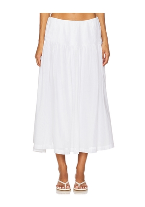 LPA Emmy Midi Skirt in White. Size L. Also in XS, XXS, S, M, XL.