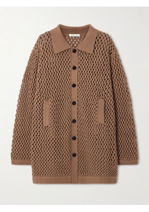 Diotima - Crystal-embellished Open-knit Wool Cardigan - Brown - 1,2,3