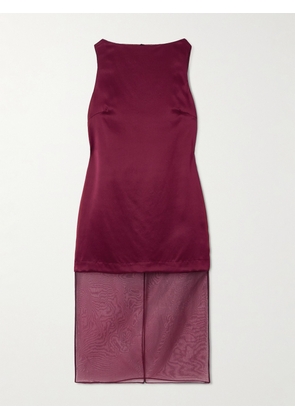 ESSE Studios - Rio Cowl Organza-trimmed Silk-satin Midi Dress - Burgundy - UK 6,UK 8,UK 10,UK 12,UK 14