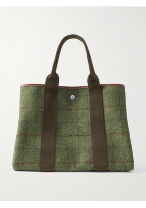 RUE de VERNEUIL - Traversée Hunting Medium Webbing And Leather-trimmed Checked Wool-felt Tote - Green - One size
