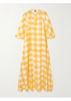 Thierry Colson - Rachel Gingham Linen And Cotton-blend Maxi Dress - Yellow - x small,small,medium,large,x large