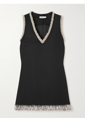 SIMKHAI - Darcy Embellished Crepe Mini Dress - Black - US0,US2,US4,US6,US8,US10