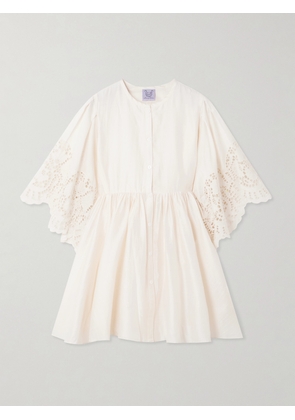 Thierry Colson - Basil Scalloped Broderie Anglaise Cotton And Silk-blend Mini Dress - White - x small,small,medium,large,x large