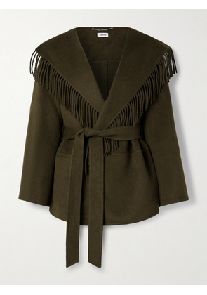 SIMKHAI - Rowen Fringed Wool-blend Felt Jacket - Green - x small,small,medium,large,x large