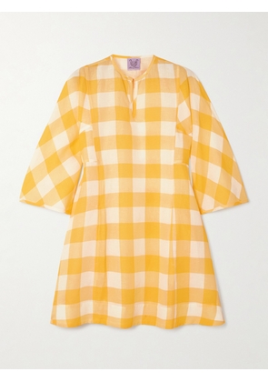Thierry Colson - Rachel Gingham Linen And Cotton-blend Mini Dress - Yellow - x small,small,medium,large,x large