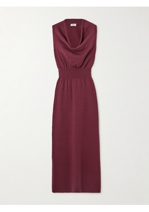 SIMKHAI - Ramona Draped Wool-blend Midi Dress - Burgundy - x small,small,medium,large,x large