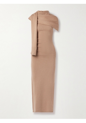 SIMKHAI - Hathaway Scarf-effect Draped Wool And Recycled Cashmere-blend Midi Dress - Brown - x small,small,medium,large,x large