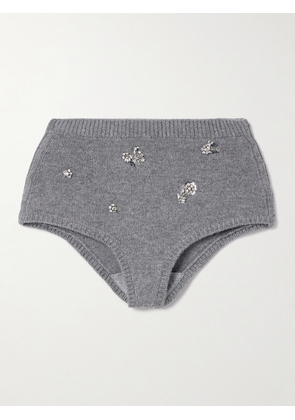 SIMKHAI - Georgie Crystal-embellished Wool And Cashmere-blend Shorts - Gray - x small,small,medium,large,x large