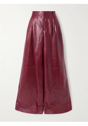 SIMKHAI - Kobie Leather Wide-leg Pants - Burgundy - US0,US2,US4,US6,US8,US10