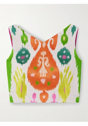 Marta Ferri - Santorini Cropped Embroidered Woven Top - Multi - S/M,M/L,L/XL