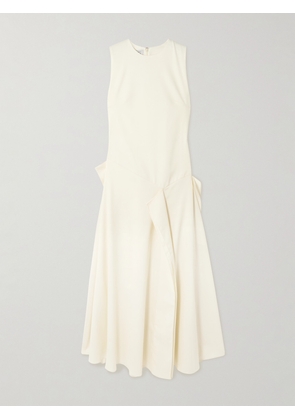 Abadia - Yara Layered Grain De Poudre Wool-blend Midi Dress - Cream - US2,US4,US6,US8,US10,US12