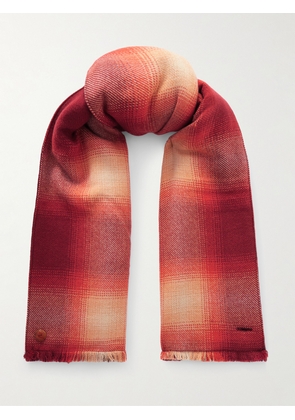 God’s True Cashmere - Fringed Checked Cashmere Scarf - Red - One size