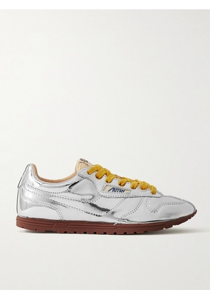 Autry - Windspin Low Canvas-trimmed Mirrored-vinyl Sneakers - Silver - IT35,IT36,IT37,IT38,IT39,IT40,IT41,IT42