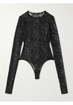 WARDROBE.NYC - Metallic Lace Bodysuit - Black - x small,small,medium,large,x large