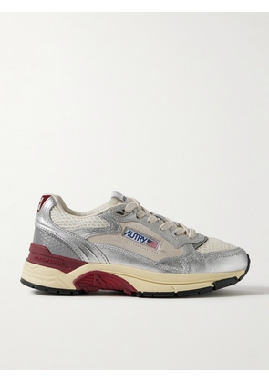 Autry - Hyperway Low Mesh And Suede-trimmed Metallic Leather Sneakers - Silver - IT35,IT36,IT37,IT38,IT39,IT40,IT41,IT42