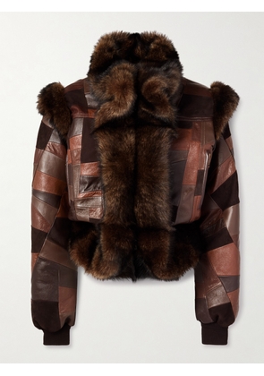 Chloé - Patchwork Leather And Shearling Jacket - Brown - FR 34,FR 36,FR 38,FR 40,FR 42