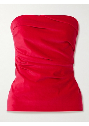 TOVE - Izel Stretch-cotton And Modal-blend Velvet Bandeau Top - Red - FR 34,FR 36,FR 38,FR 40,FR 42