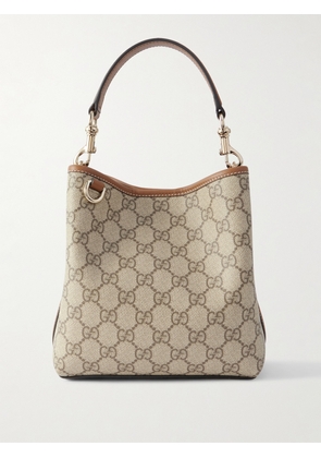 Gucci - Gg Emblem Leather-trimmed Printed Coated-canvas Bucket Bag - Neutrals - One size