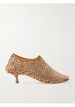 Christopher Esber - Minette Leather-trimmed Crystal-embellished Mesh Pumps - Brown - IT35,IT36,IT37,IT38,IT39,IT40,IT41
