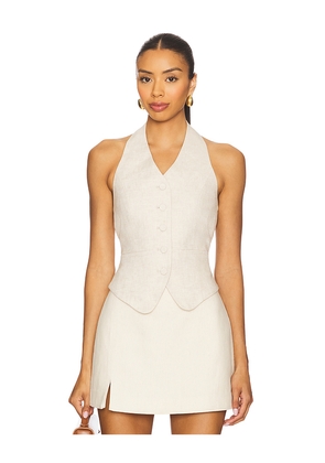 L'Academie by Marianna Uma Linen Top in Beige. Size L. Also in XS, XXS, S, M, XL.