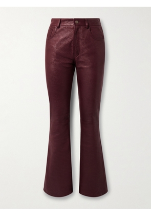 Chloé - Textured-leather Flared Pants - Burgundy - FR 34,FR 36,FR 38,FR 40,FR 42