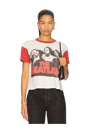 Madeworn The Beatles Crop Tee in Ivory,Red. Size M. Also in L, XL.