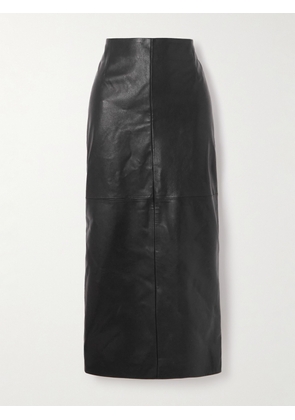 Nour Hammour - Elisse Paneled Leather Midi Skirt - Black - FR 32,FR 34,FR 36,FR 38,FR 40,FR 42