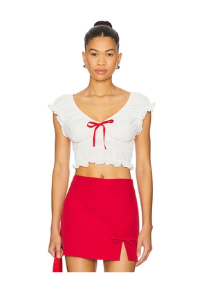 MORE TO COME Maria Ruched Top in White. Size L. Also in S, M.