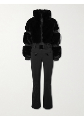 Goldbergh - Lieke Belted Plush Ski Suit - Black - UK 6,UK 8,UK 10,UK 12,UK 14