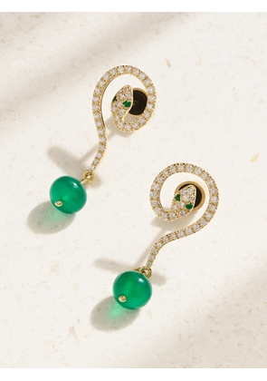Ileana Makri - Serpent Coil 18-karat Gold Multi-stone Earrings - Green - One size